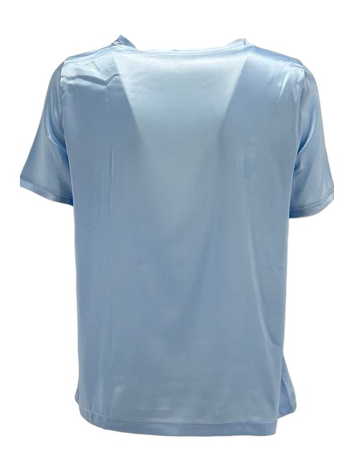 camicia donna girocollo in raso di seta azzurro Camicetta Snob | 742-41208108